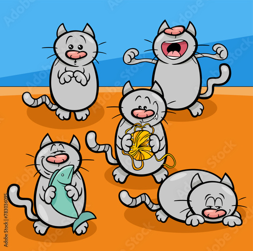 cats and kittens animal characters cartoon illustration