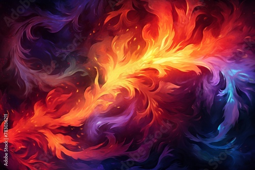 Mystical fire background with flames resembling mythical creatures