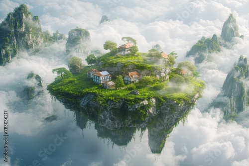 Skyborne Village: Where Fantasy Meets Reality © Andrii 