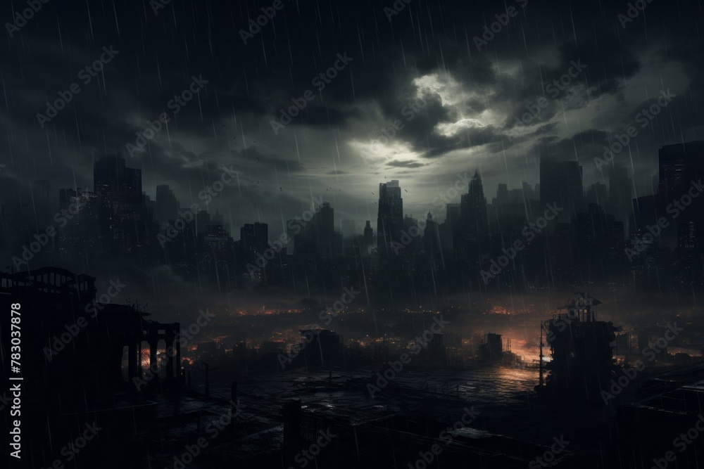 Urban cityscape at night creating a moody and atmospheric wallpaper background