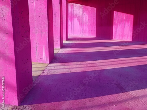 Pink walls with white lines and shadows