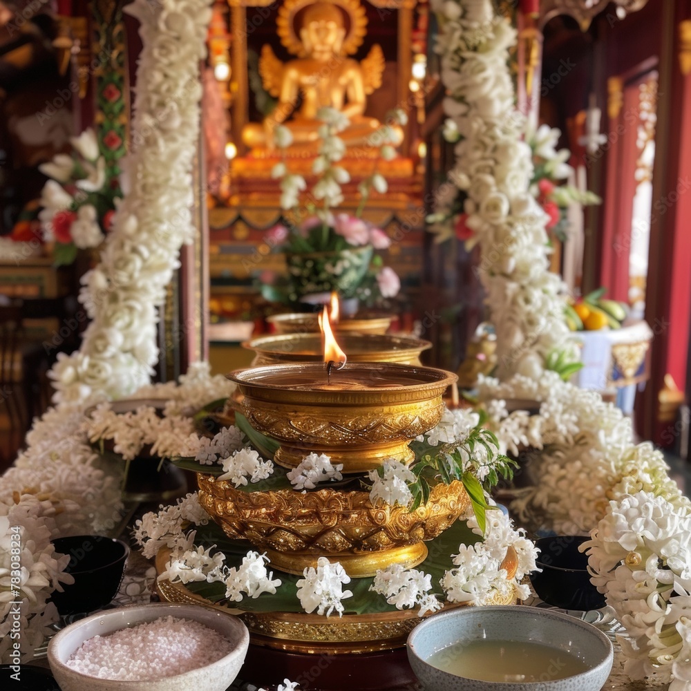 A serene Songkran altar