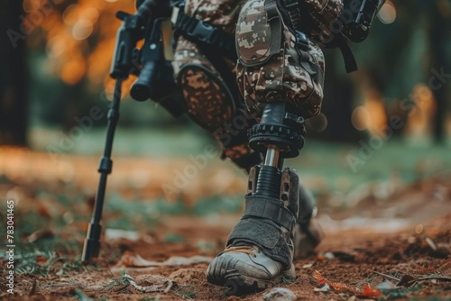 Person With Rifle and Boots on the Ground photo