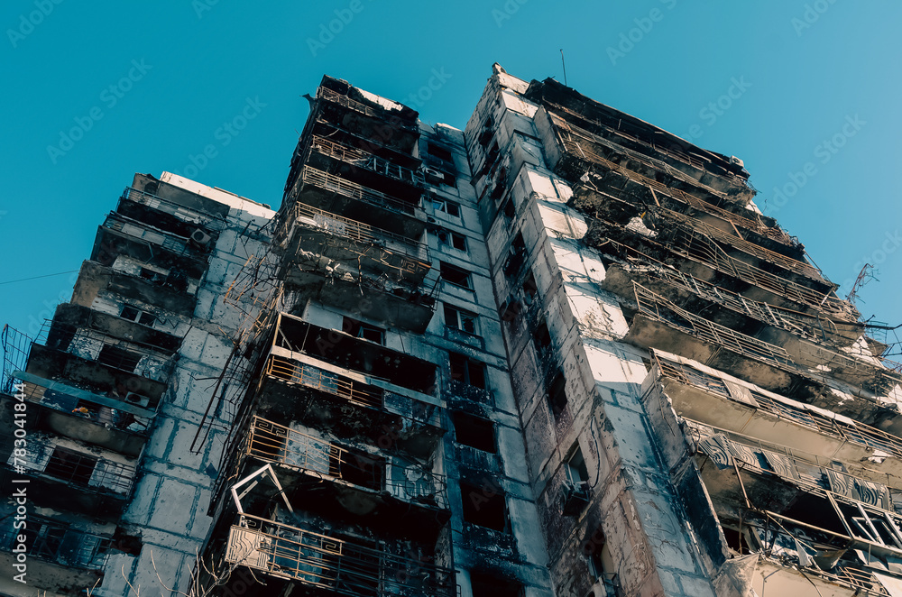 destroyed and burned houses in the city Russia Ukraine war destroyed and burned houses in the city Russia Ukraine war