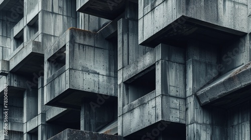 Close up photograph highlighting the intricate detailing and craftsmanship of a neo brutalist structure