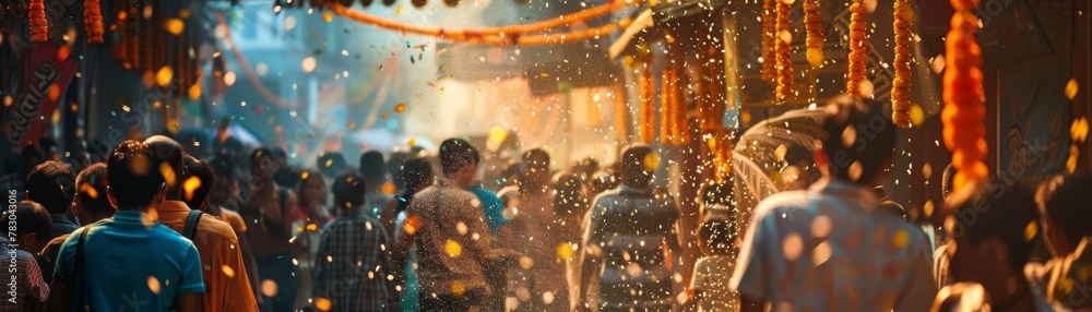 The essence of Songkran in the air streets adorned with jasmine garlands The essence of Songkran in the air streets adorned with jasmine garlands