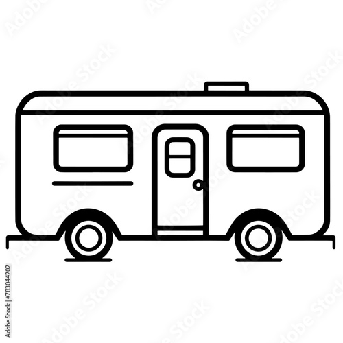 Minimalist vector icon of a trailer house, ideal for travel designs.