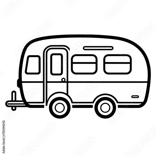 Minimalist vector icon of a travel trailer, perfect for adventure designs.