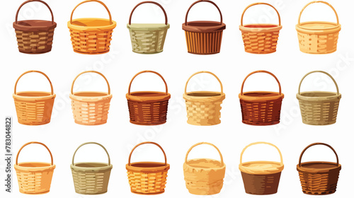 Empty baskets set. Wicker boxes and hampers contain