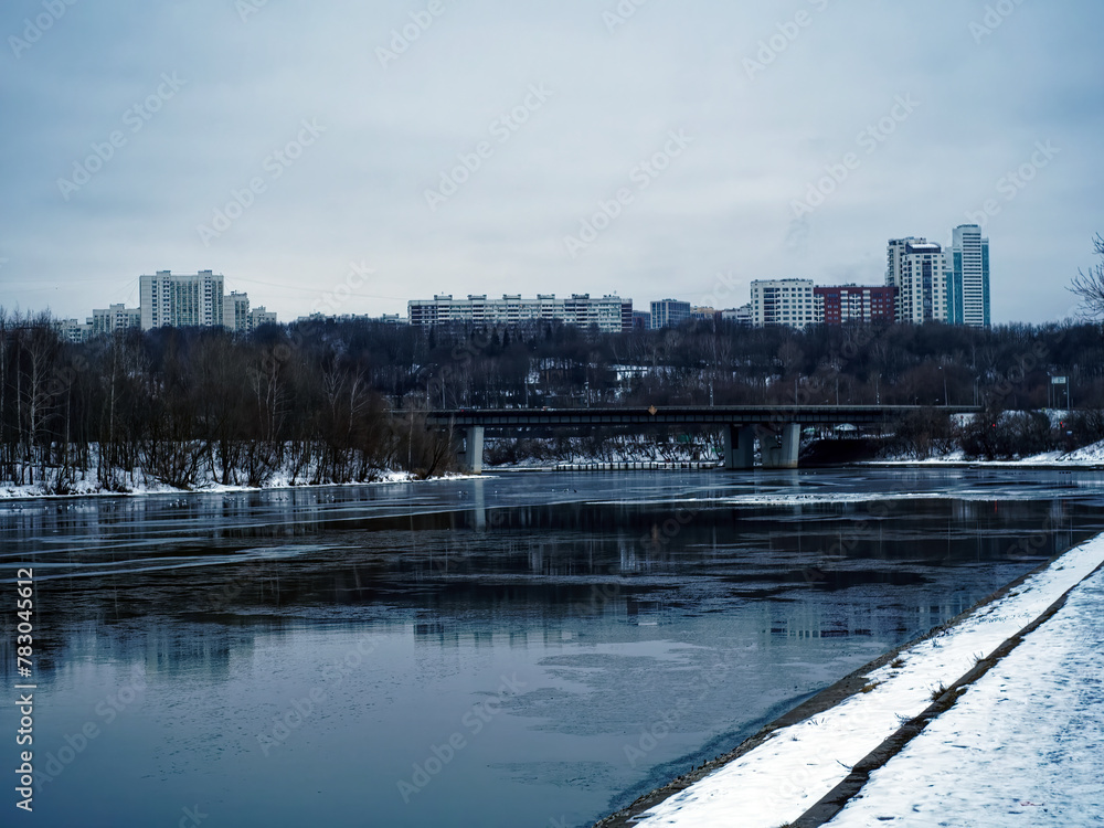 Embankment of the Moscow river in early spring