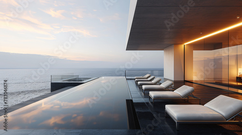 Wallpaper Mural Elegant Minimalist Luxury Swimming Pool in Modern Home Torontodigital.ca