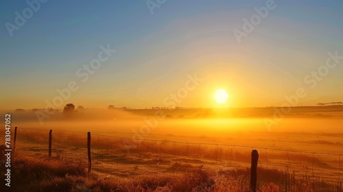 Sunny sunrise in the countryside of Uruguay AI generated photo