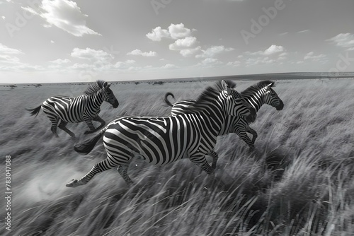 Synchronized Stripes in Motion  Zebras on the Savanna. Concept Wildlife Photography  Animal Behavior  Natural Habitats  Striped Patterns  Savannah Ecosystems