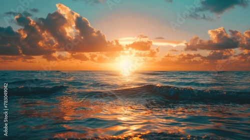 sunrise in the sea, beautiful sunrise above the sea landscape background .AI generated photo