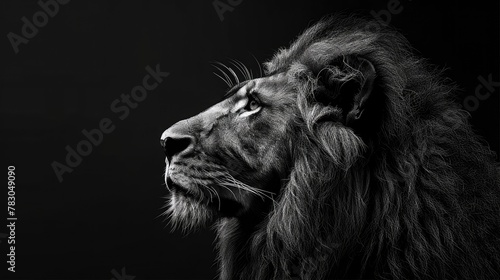 Majestic Black-Maned Male Lion Displaying Fearless Courage in the Wilderness