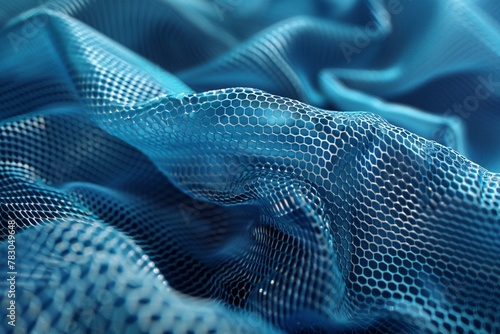 Close-up of Artistic rendering of breathable fabric technology with moisture wicking and air permeability features. photo