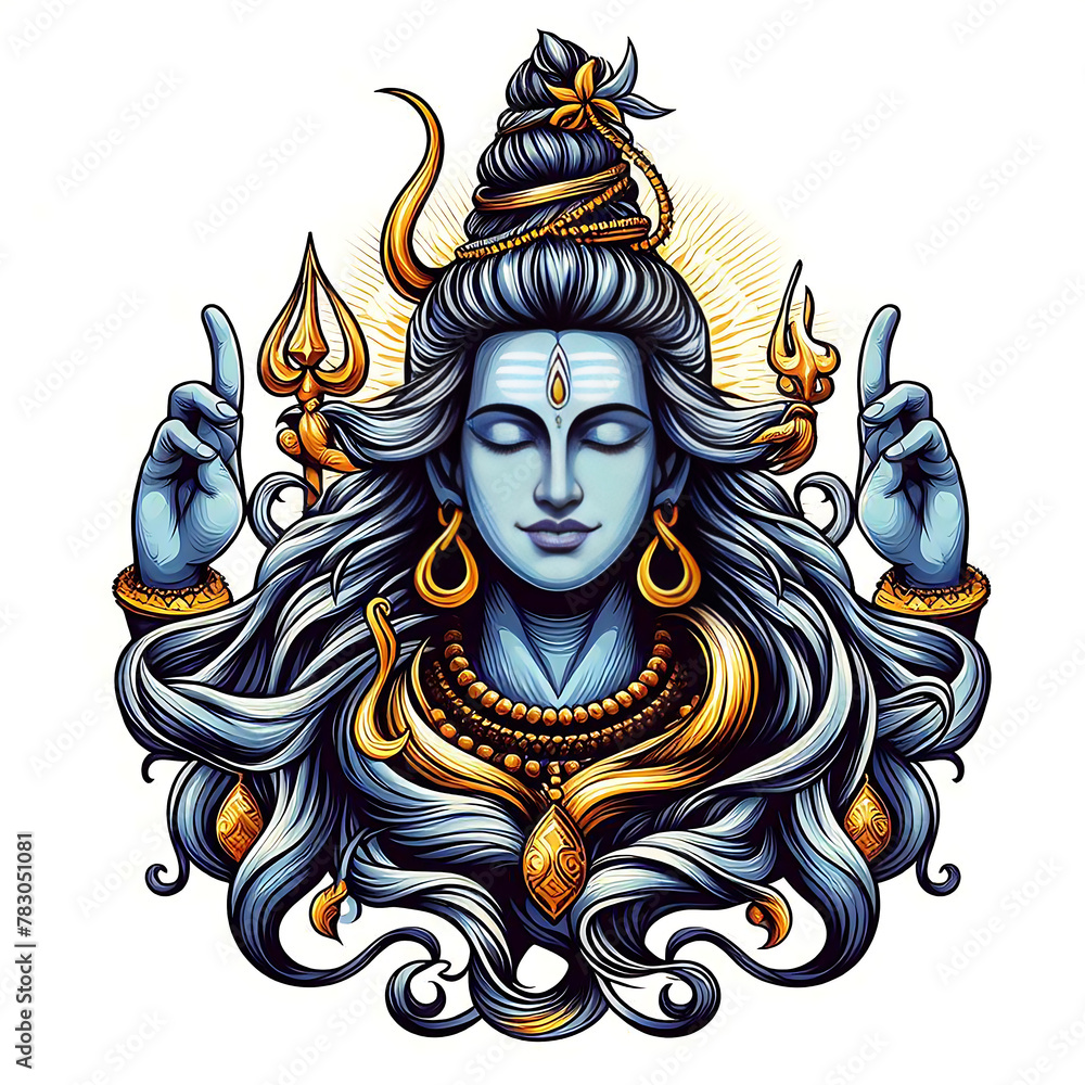 Hindu God Shiva statue in meditation. Generative AI