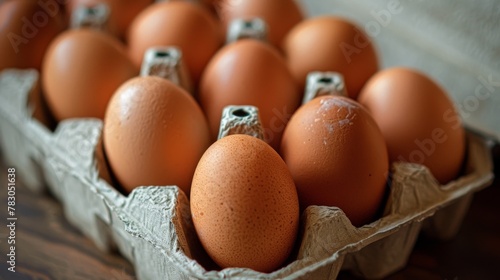 A Carton of Fresh Brown Eggs photo