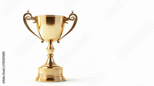 golden minimalistic trophy on white background