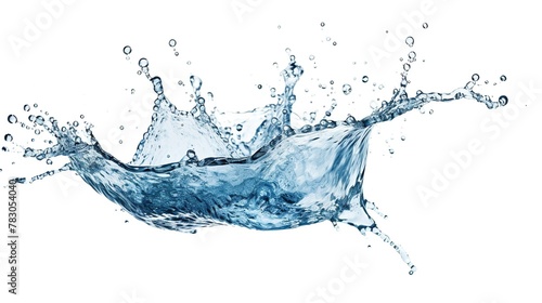 Blue water splash isolated on black background