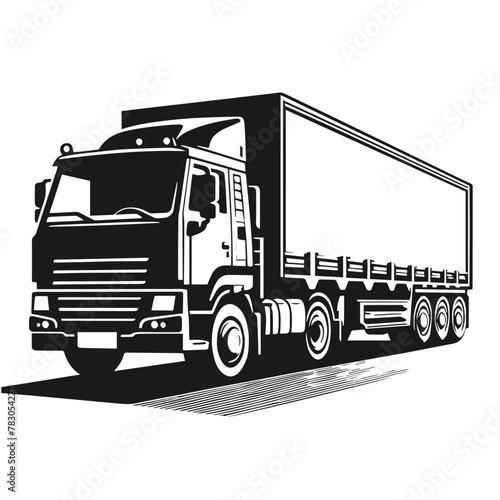 Cargo Truck 🚚 transportation, delivery, boxes. Fast delivery or logistic transport. Easy colour change. City commercial delivery truck template. Vector isolated on white background 