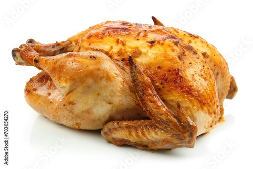 Juicy Roasted Chicken on Isolated White Background for Delicious Meal & Dinner