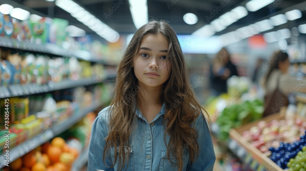 Young Woman in Grocery Store