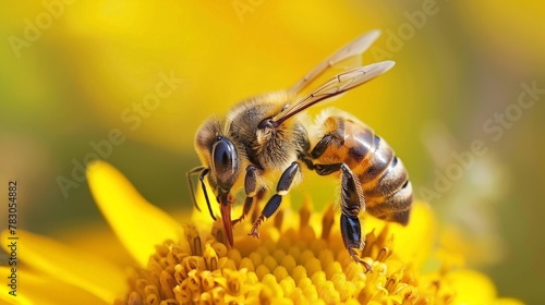 In a symphony of scents and sights, a honey bee dances above a flower, a humble ambassador of the intricate web of life.