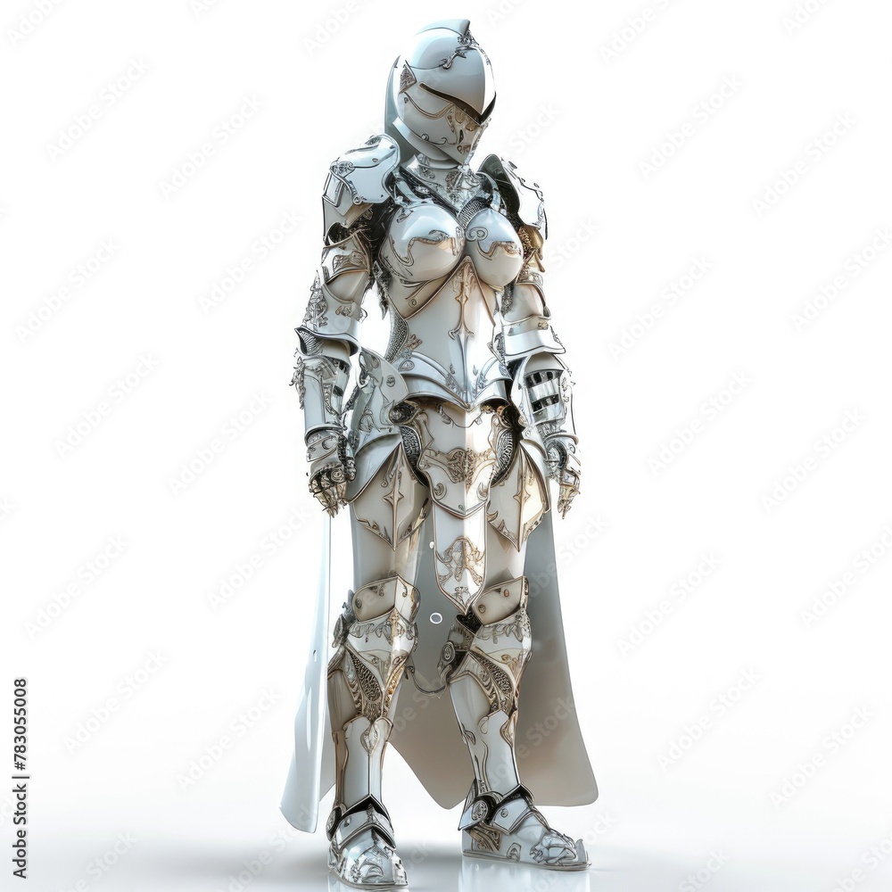 Warrior Woman in Armoring. 3D Illustration of Female Fantasy Character, Isolated on White Background Warrior Woman in Armoring. 3D Illustration of Female Fantasy Character, Isolated on White Background