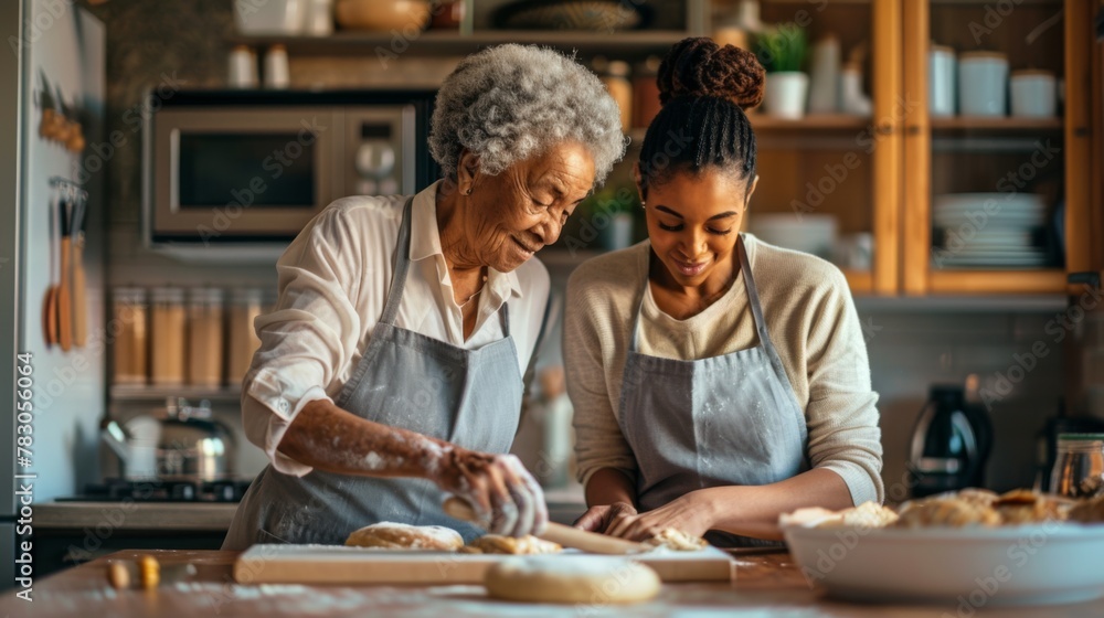 Grandmother Teaching Granddaughter to Bake