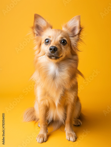A cute dog, front, full body, solid background, professional photography, flat photography © Natali