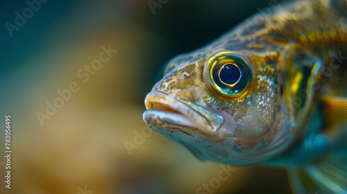 Closeup of a fish with a blurry background.Soft natural lighting