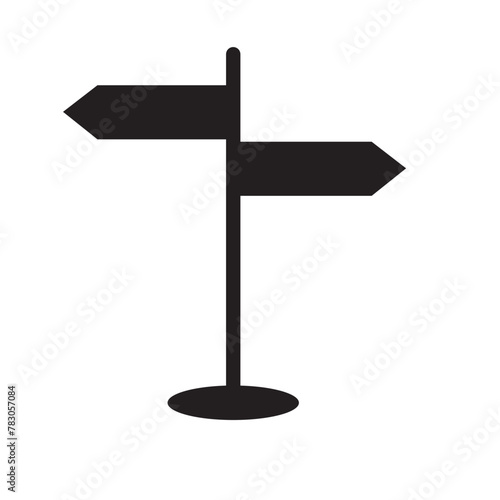 Signpost silhouette isolated on white background. Signboard vector set. Signpost silhouette icon. Sign direction.  Road sign symbol illustration for website