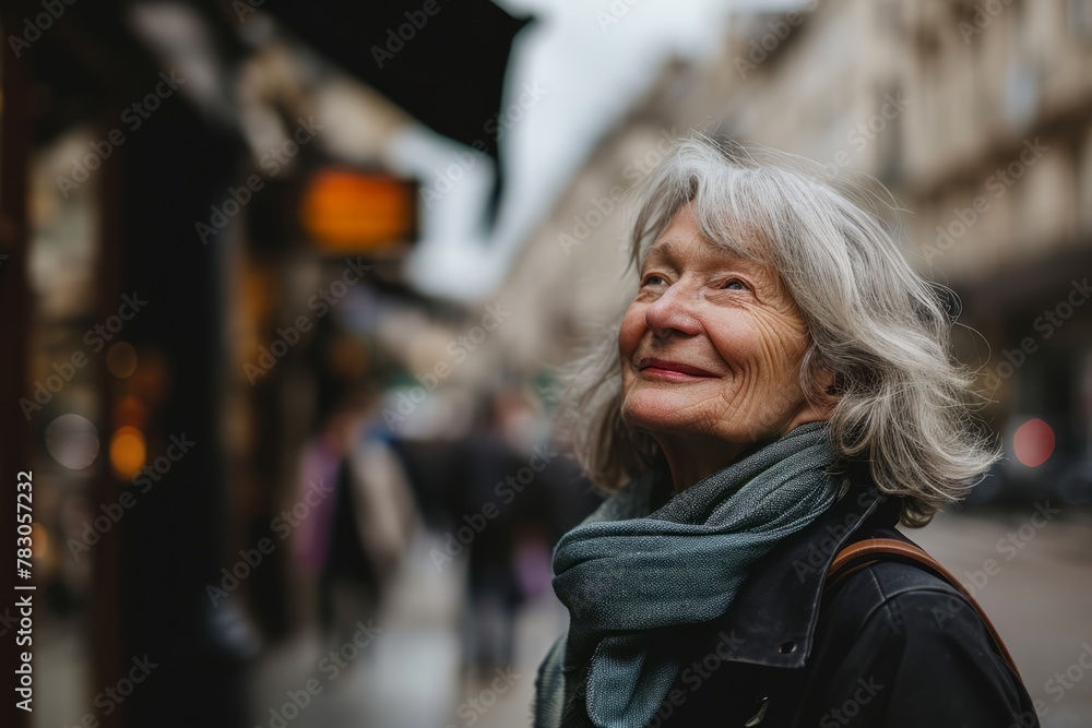 Portrait of a happy senior woman in Paris, France. Concept of pensioners and lifestyle. Portrait of a happy senior woman in Paris, France. Concept of pensioners and lifestyle.