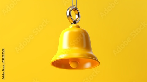 a golden bell hanging on a yellow background. photo