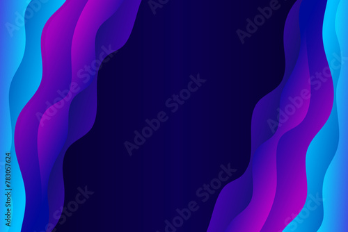 Abstract Colorful Waves Background Template Vector. Dark gradient dark blue purple Colors Business Futuristic Wallpaper Backdrop Curve Wavy Geometric Education Creative Illustration Border Flame