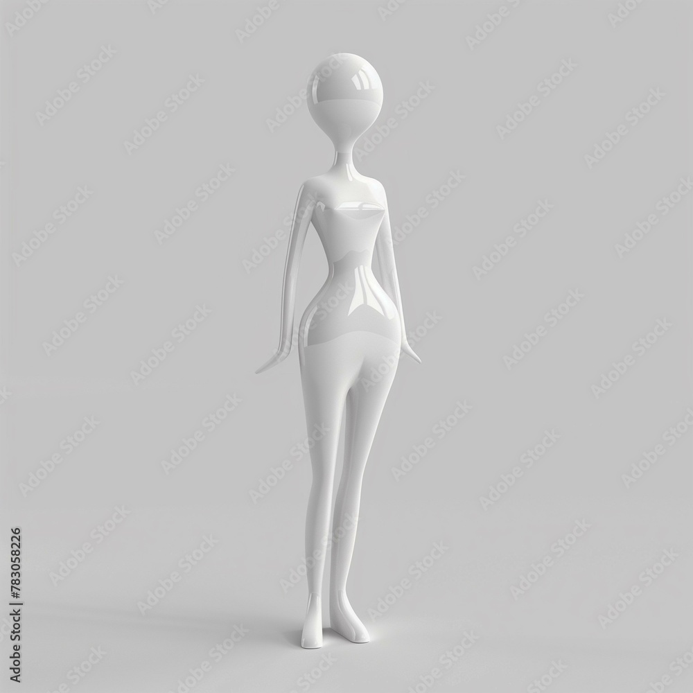Simple white figure woman, symbol standing concept Simple white figure woman, symbol standing concept