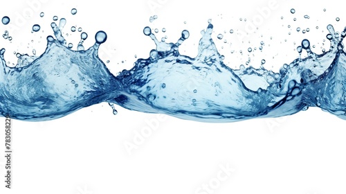 Water splash isolated on white background. Blue water wave isolated on white background