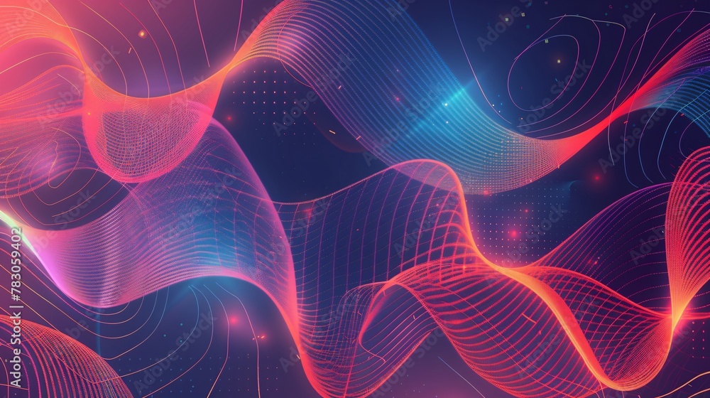 Fototapeta premium Abstract Background with Wavy Lines and Gradient. Vector Illustration.