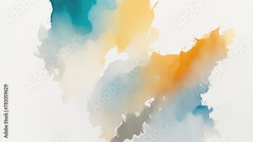 Gray, Gold and Orange, Teal, Gradient Watercolor On a White background