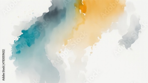 Gray, Gold and Orange, Teal, Gradient Watercolor On a White background