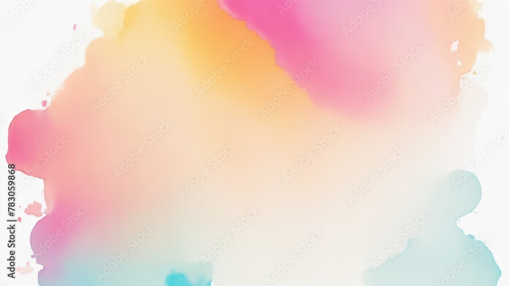 Pink, Gold and Orange, Teal, Gradient Watercolor On a White background