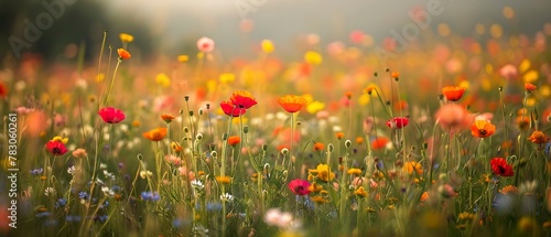 Wildflowers in Shenandoah, close up, colorful array, detailed texture, natural light © Thanthara