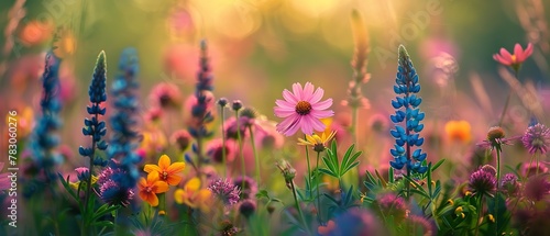 Wildflowers in Shenandoah, close up, colorful array, detailed texture, natural light photo