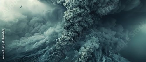 Volcanic ash cloud, close up, dramatic texture, soft light, ominous sky photo