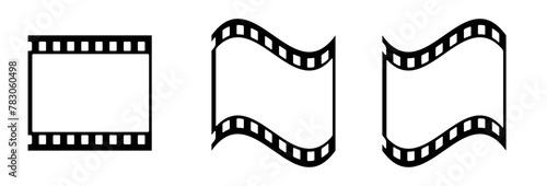 35mm film strip vector design with 1 frame isolated on white background. Black film reel symbol illustration to use in photography, television, cinema, photo frame. 