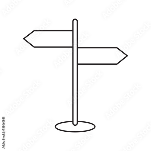 Direction icon. Signboard vector set  with stroke line. Sign board direction. Signpost silhouette icon. Signpost silhouette isolated on white background.  Road sign symbol illustration for website.