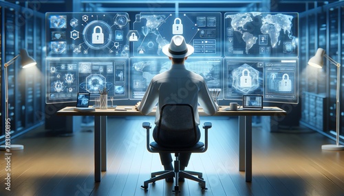  3D Image of a 'White Hat Hacker' Concept in Cybersecurity