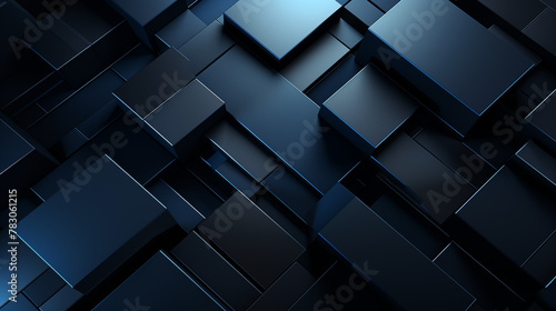 Dynamic Blue 3D Blocks Background with Abstract Geometric Design