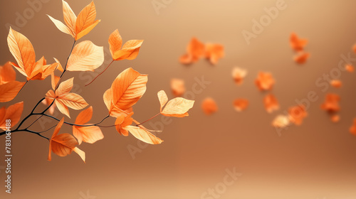 Elegant Autumn Leaves on a Soft Brown Background
